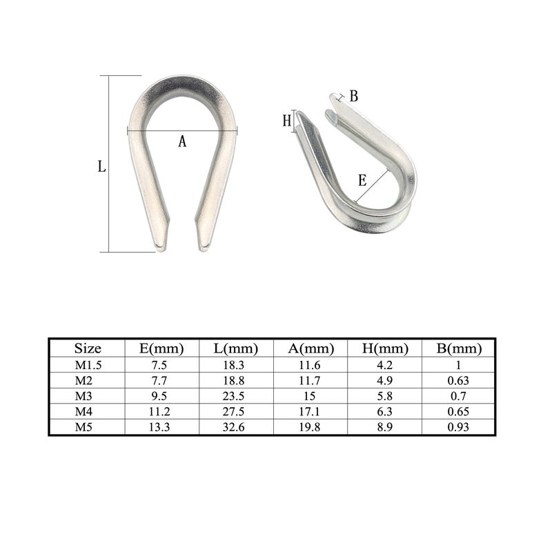 Sutemribor 304 Stainless Steel Wire Rope Cable Thimbles and 6 Sizes Aluminum Crimping Loop Sleeve Assortment Kit  240PCS - Image 4